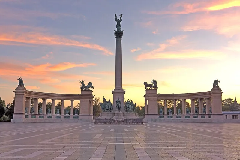 Heroes Square Budapest At Sunrise