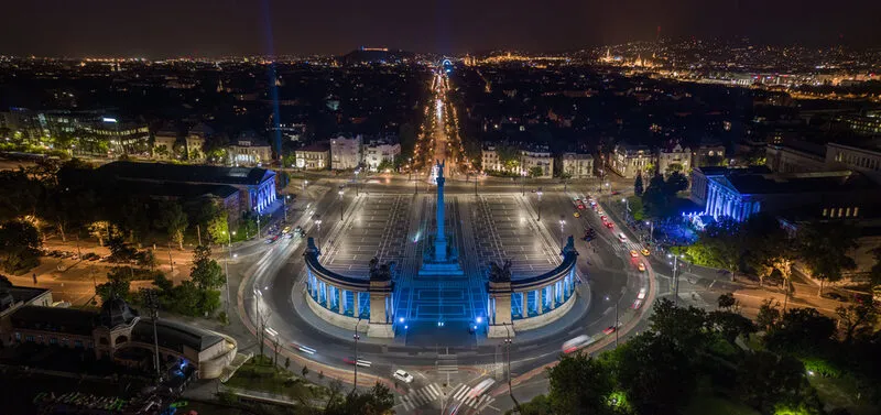 Heroes Square Budapest At Night