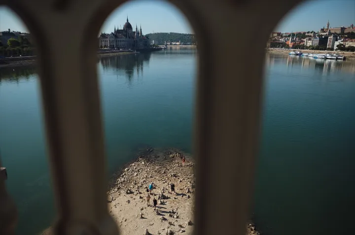 Danube Drought Budapest Parliament