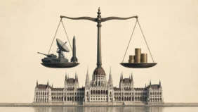 Illustration Of NATO Defence Budget And The Parliament In Budapest X