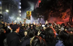 AA CELEBRATIONS ON THE STREETS OF BELGRADE AFTER THE ELECTIONS IN SERBIA X