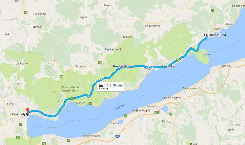 Balatonfüred Keszthely Balaton Uplands felvidék map