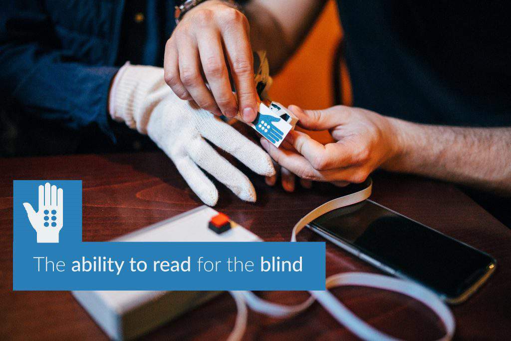 Gloveye startup blind glove Braille