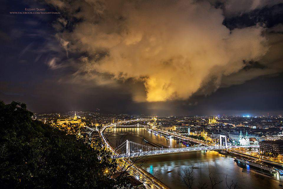Budapest city storm view