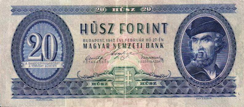 forint, stará bankovka