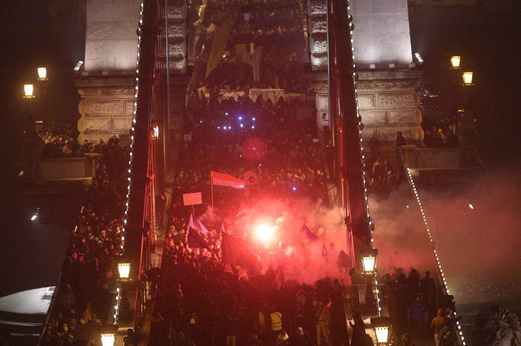 Anti-government demonstration staged at presidential palace in Budapest