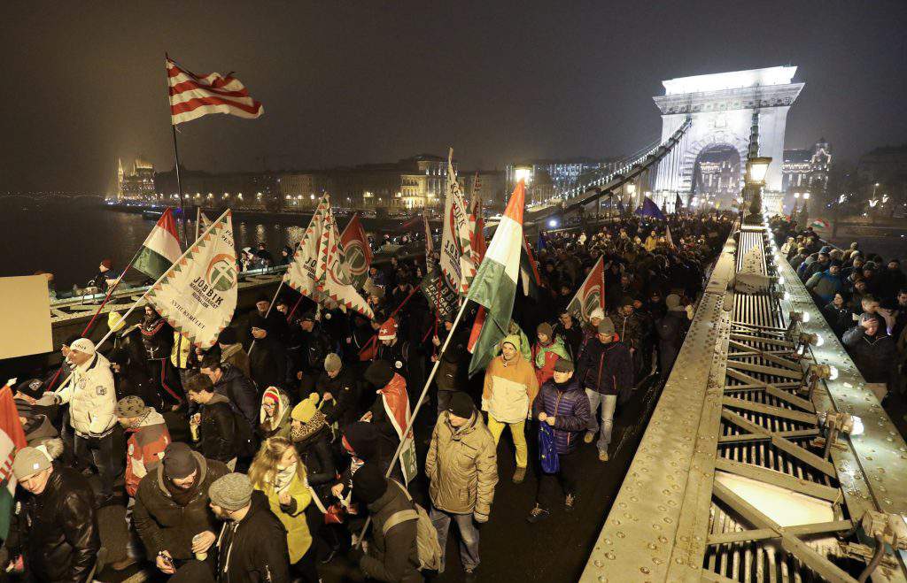 Anti-government demonstration staged at presidential palace in Budapest