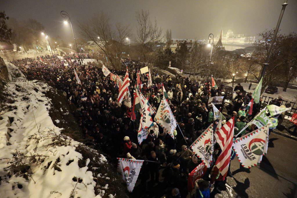 Anti-government demonstration staged at presidential palace in Budapest