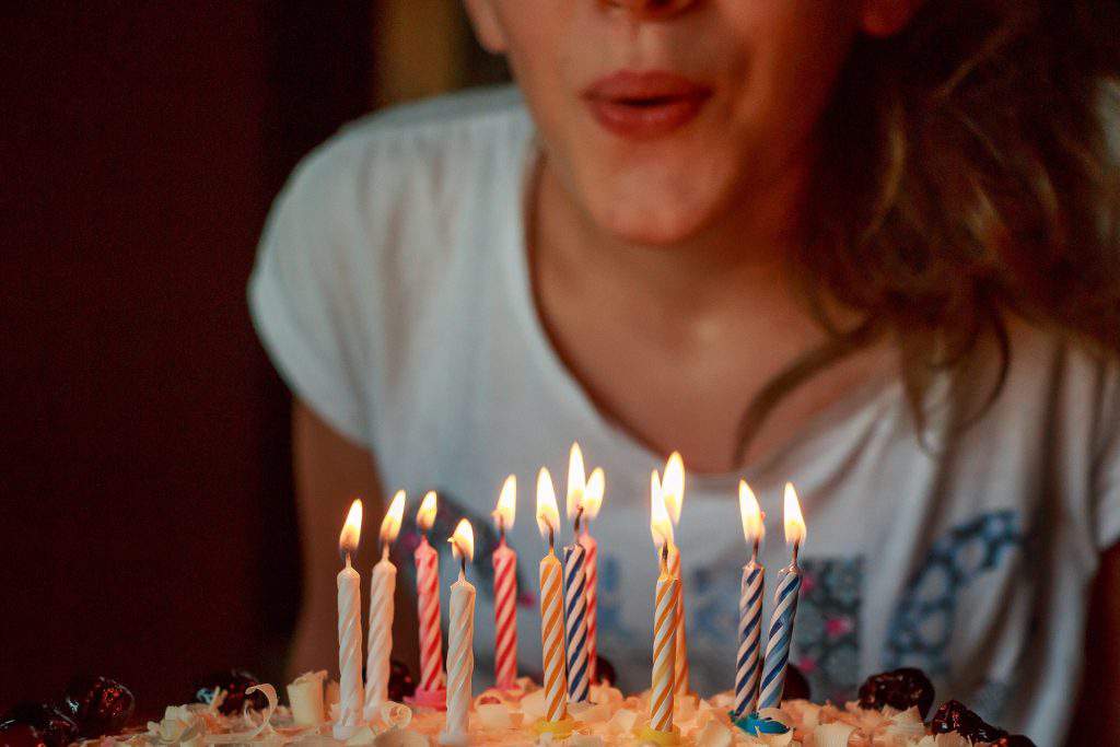 cumpleaños, pastel, velas