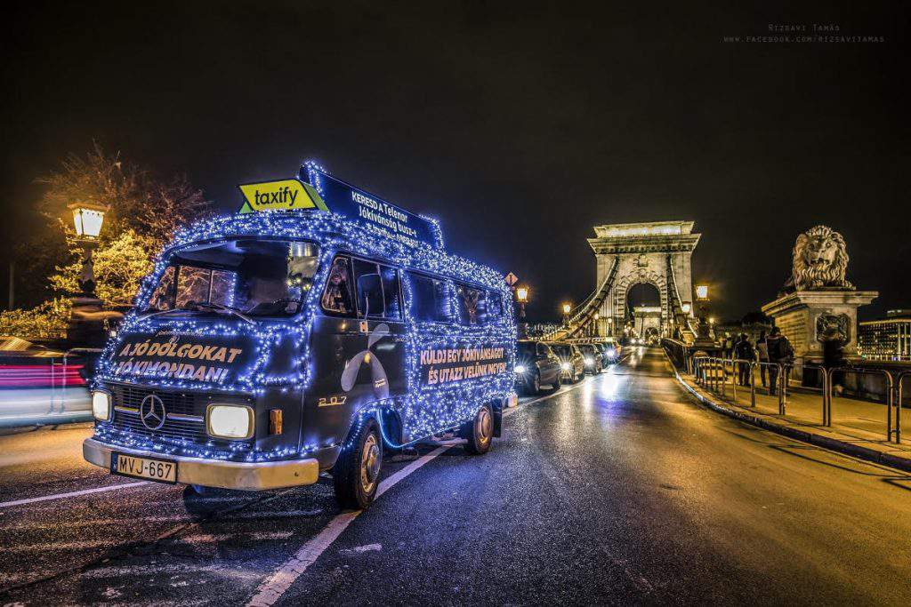 bus, christmas, led