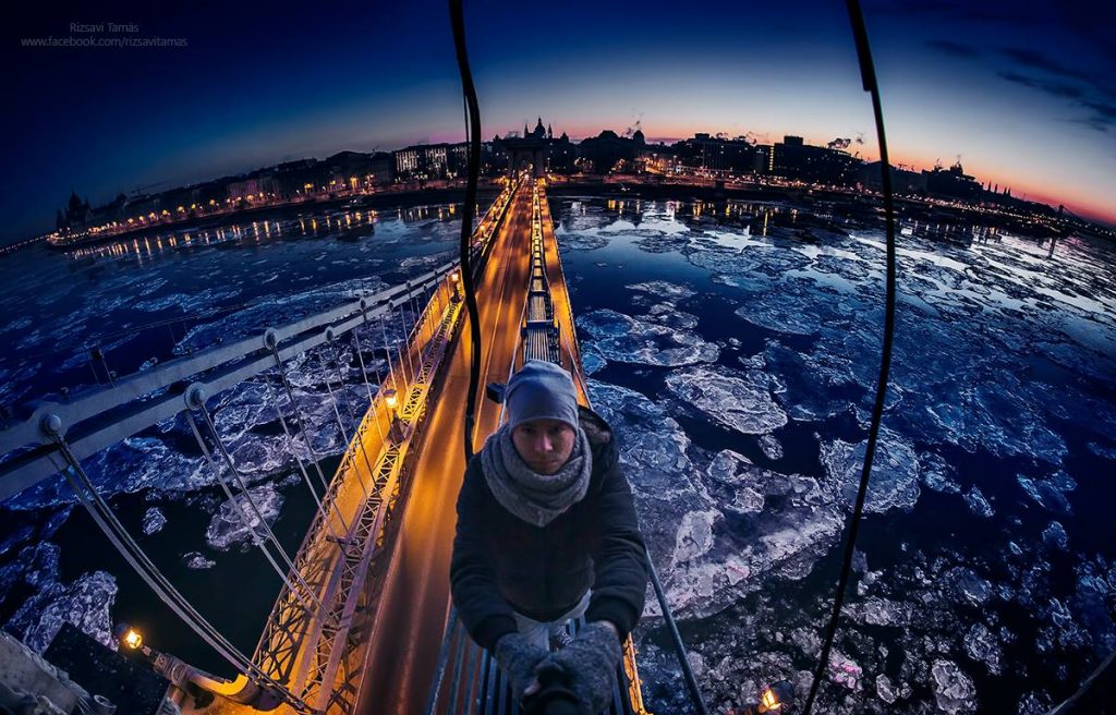 Budapest Snow Winter Bridge Selfie