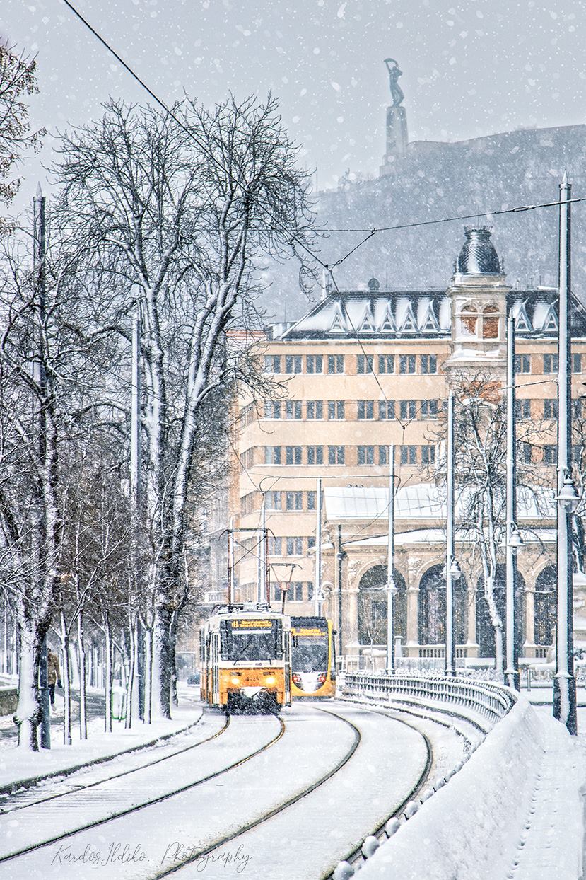 Winter Snow Tram Budapest