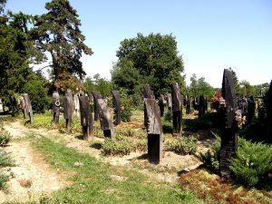 Szatmárcseke_csónak_alakú_fejfák_-_panoramio-wood- cemetery-hungarian-countryside