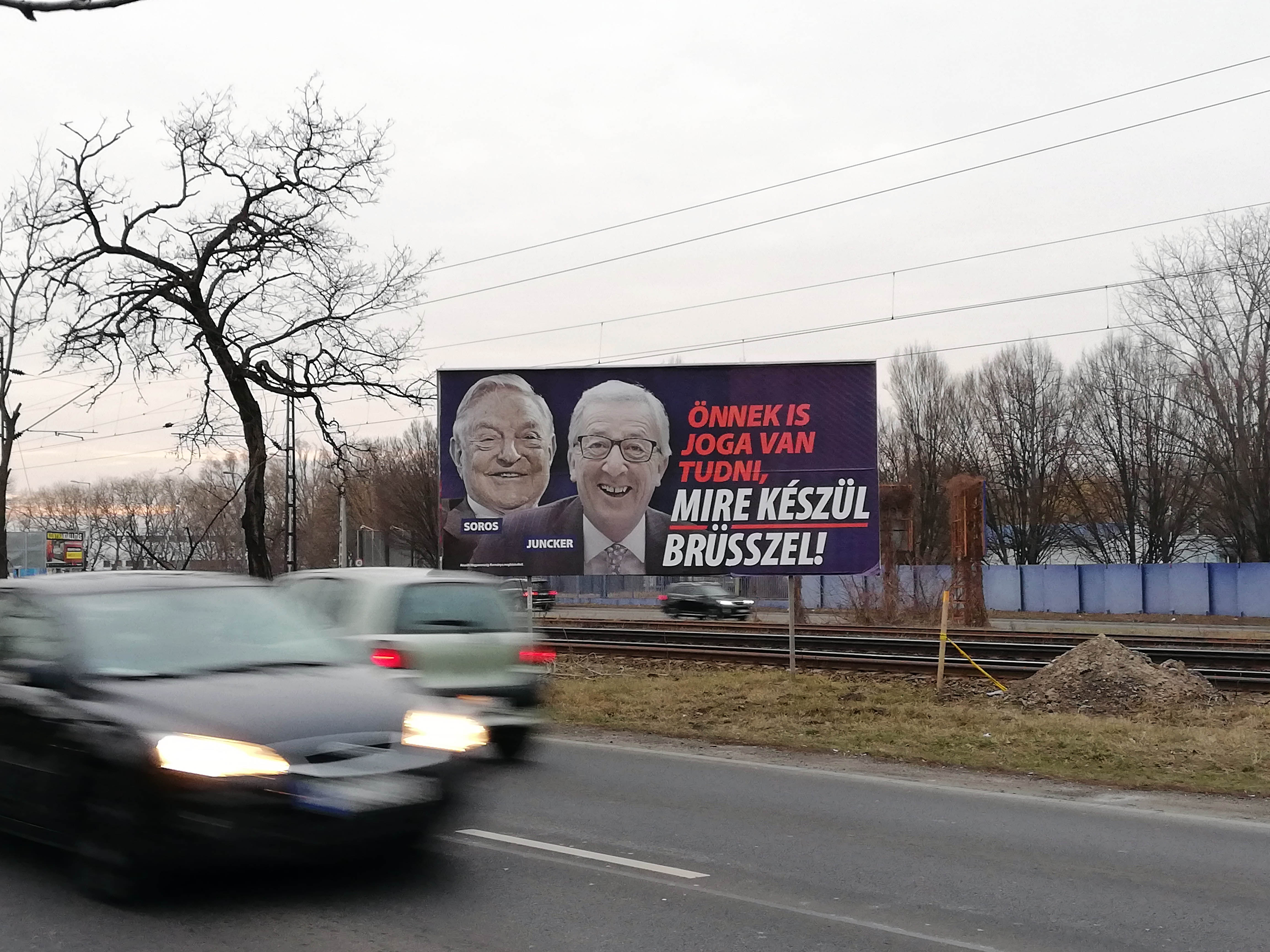 Soros Juncker EU Hungary billboards