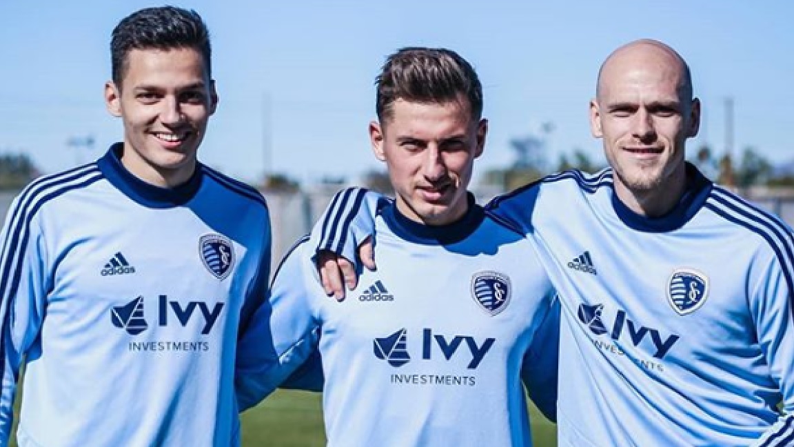 The three Hungarian football players at Sporting Kansas City practice,