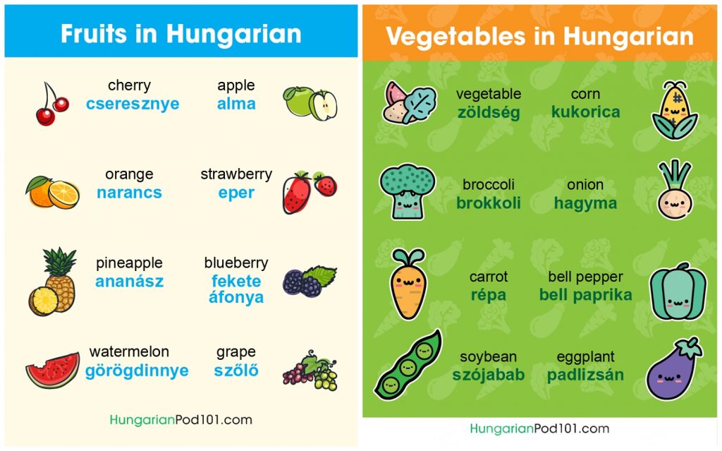 language lesson fruits vegetables hungarian