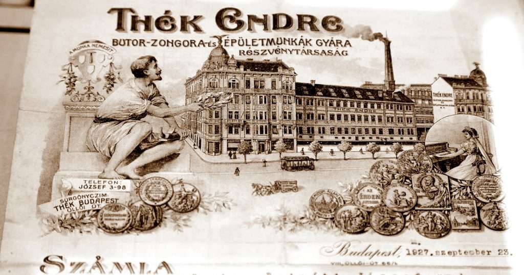 Endre Thék, mobili, fabbrica, Ungheria