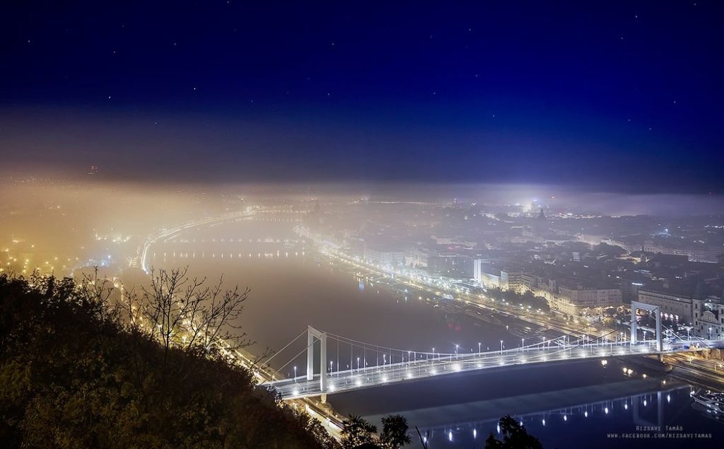elizabeth bridge in fog