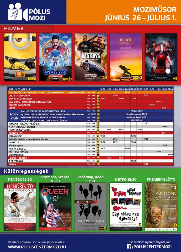 Pólus Moziműsor Movie Schedule Programme