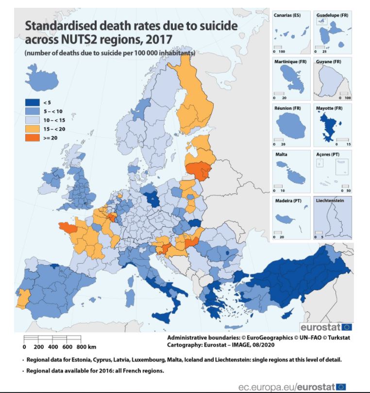 Statisticile Eurostat despre sinucidere