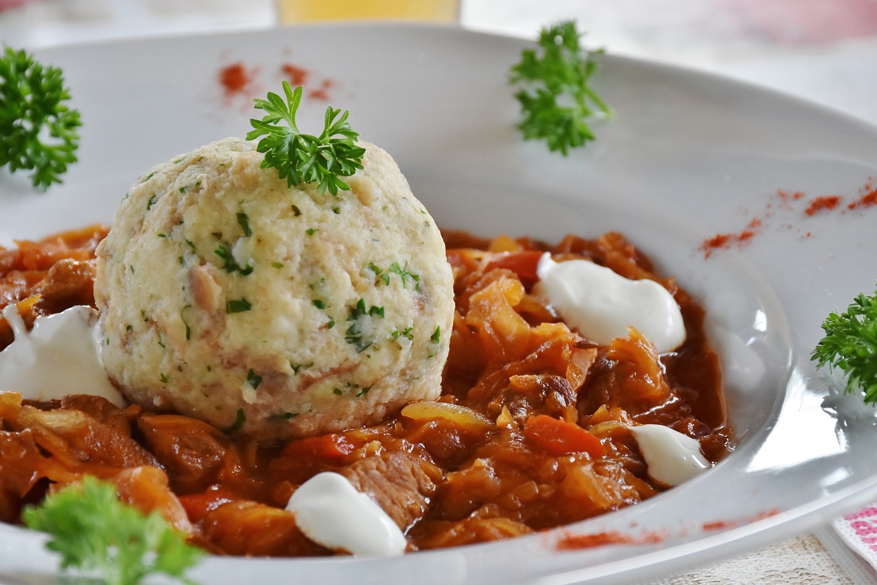 Gulyás goulash gombóccal with bread ball