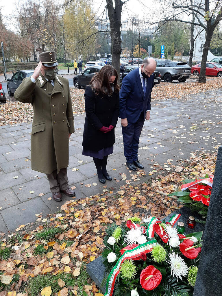 Warsaw, Poland. Hungarian monument damaged during Warsaw protests restored. Photo: Hungarian Embassy in Poland 