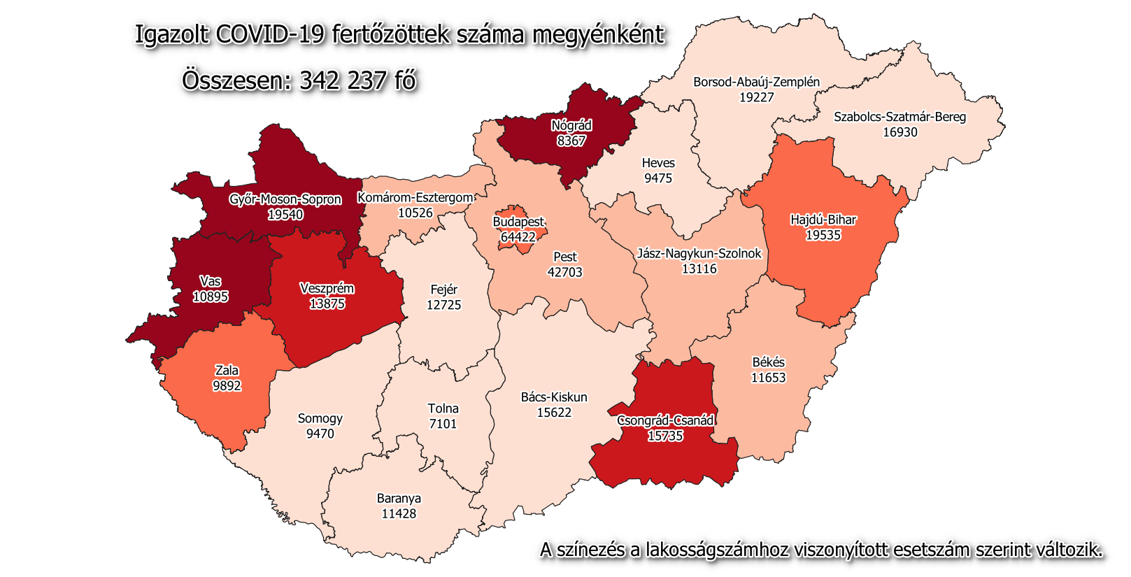 Mapa koronavirusa Mađarska