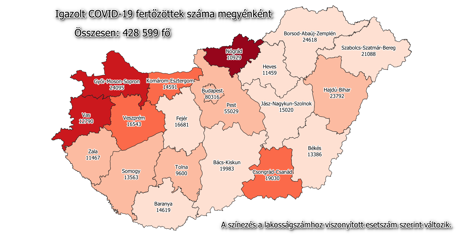 हंगरी कोरोनावायरस नक्शा