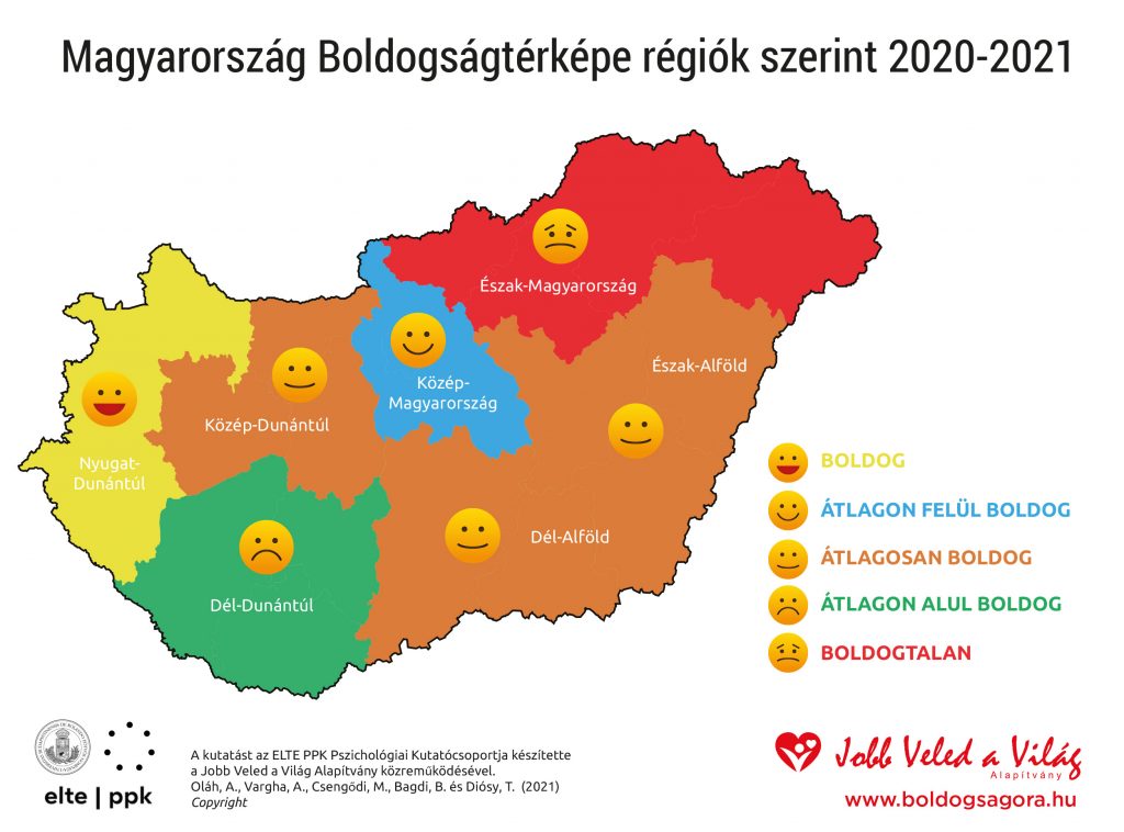 Boldogságtérkép Karta sreće Régió Region