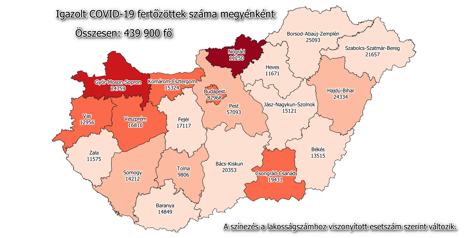 Coronavirus map Hungary