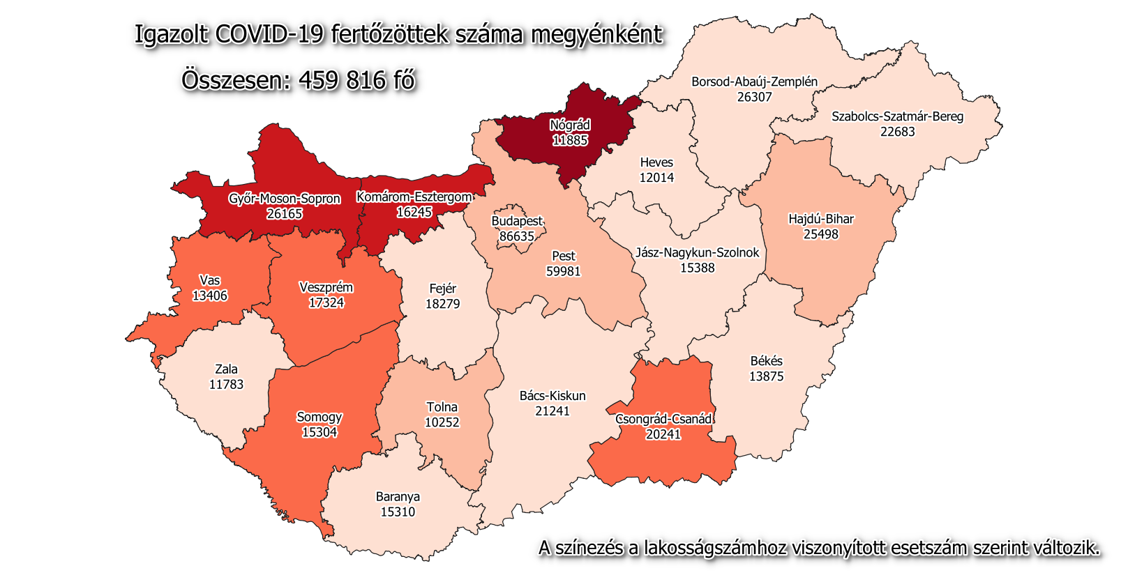 المجر كوفيد الخريطة