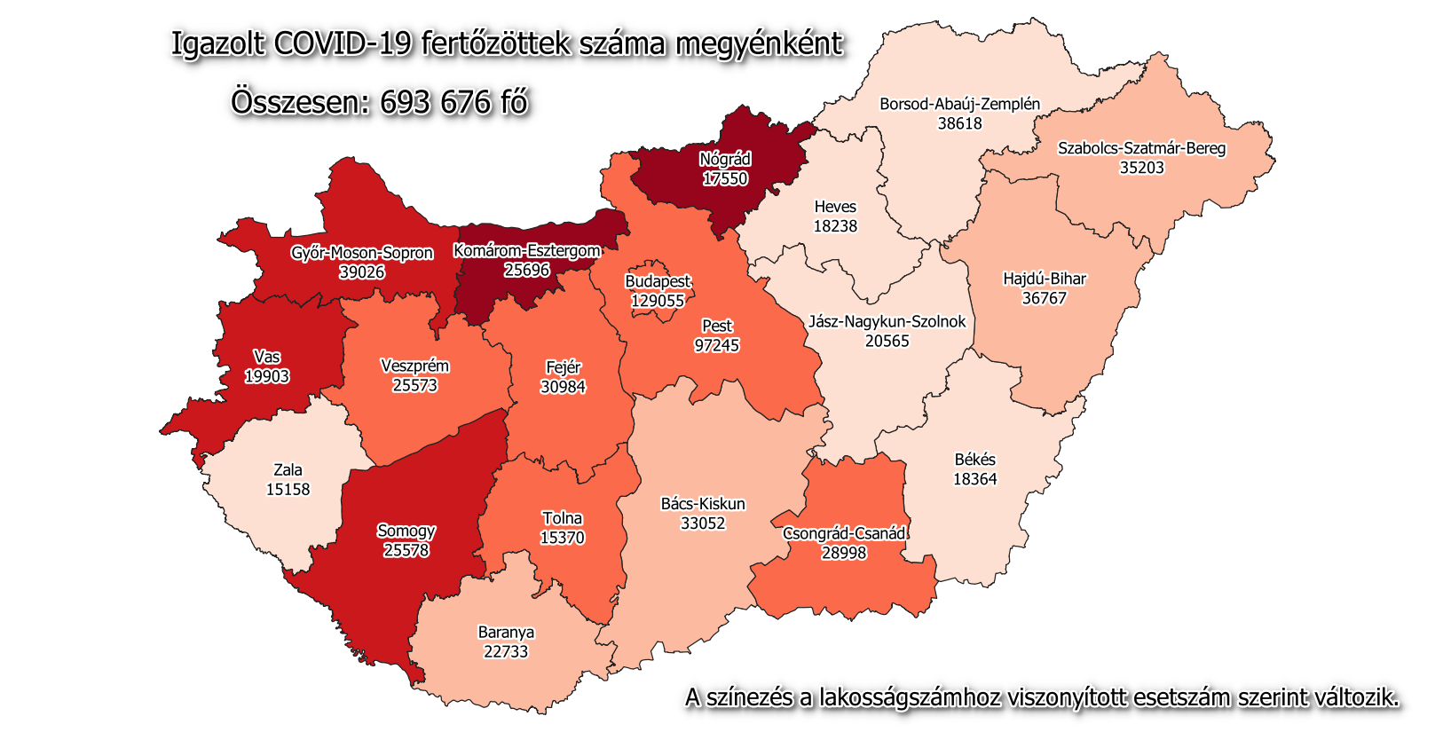 匈牙利冠状病毒地图