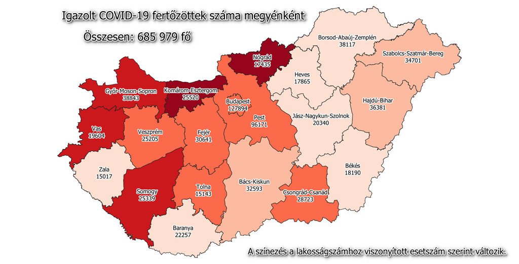 कोरोनावायरस हंगरी नक्शा