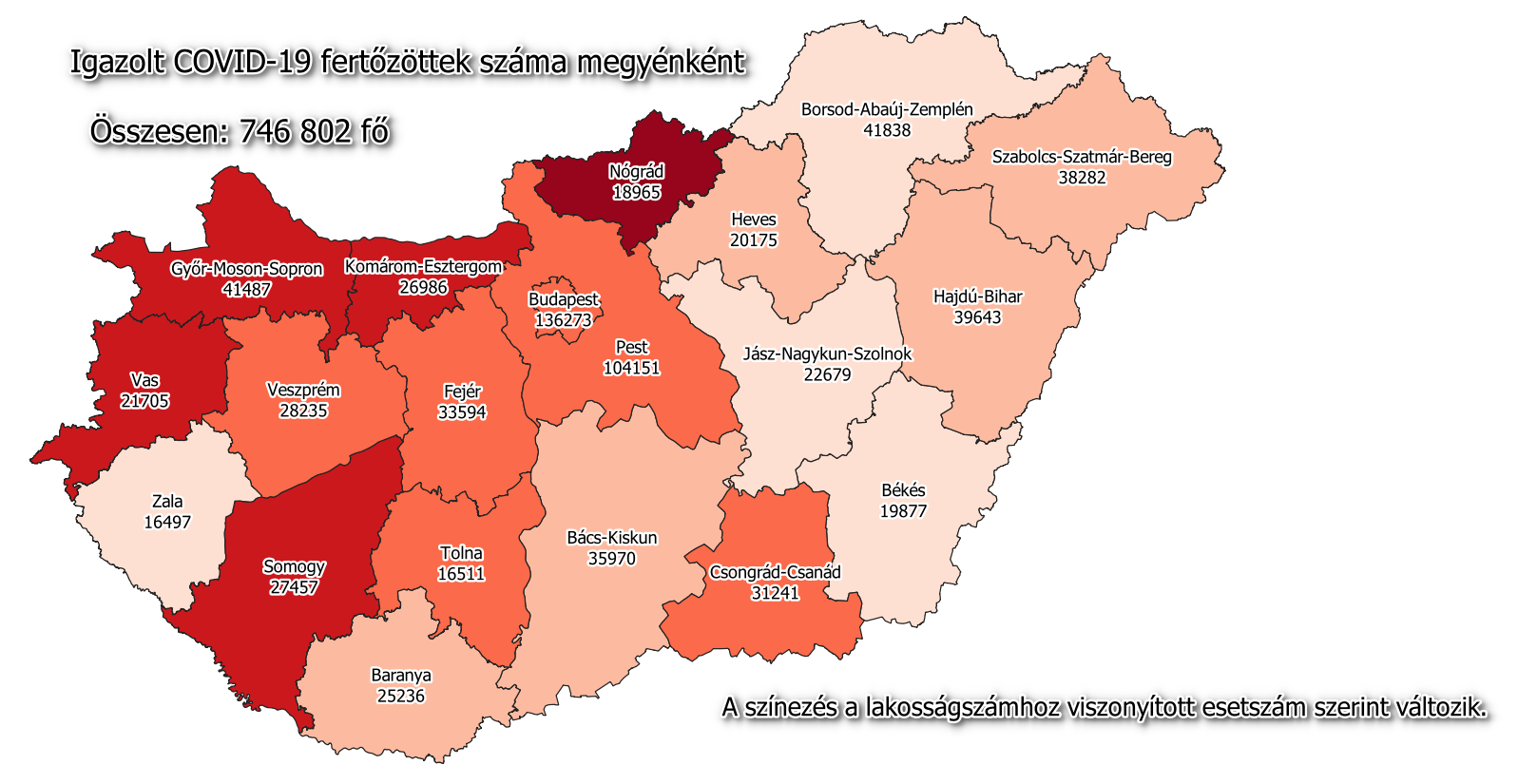 Mađarska karta koronavirusa
