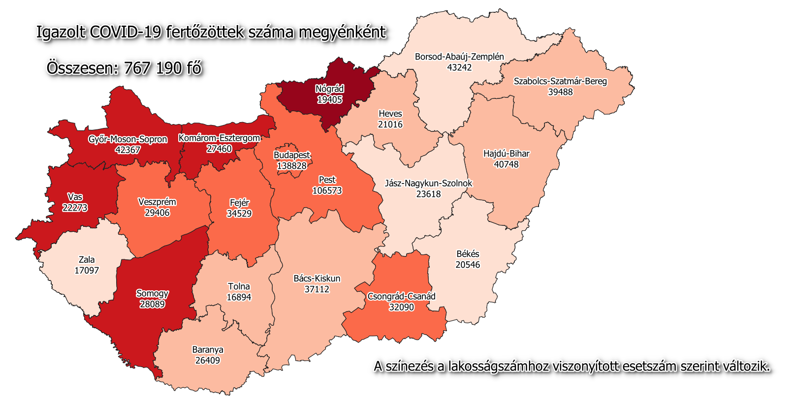 Carte du coronavirus de la Hongrie