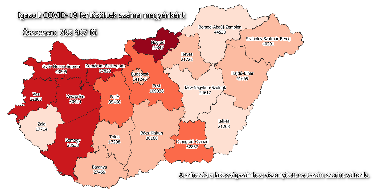 कोरोनावायरस नक्शा हंगरी