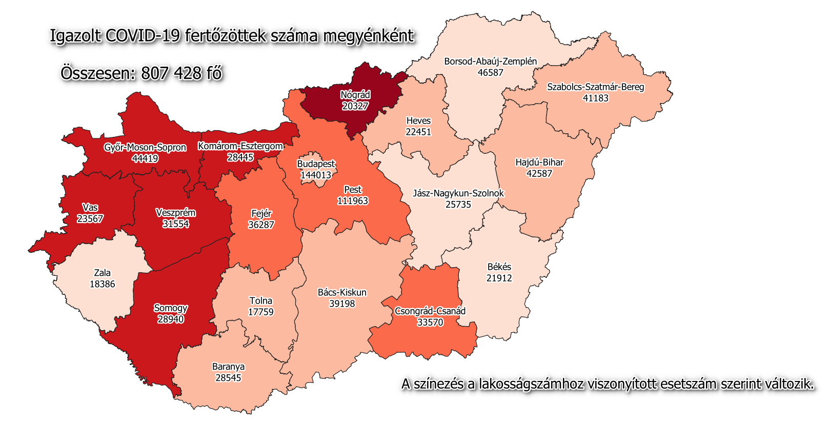 Carte du coronavirus de la Hongrie
