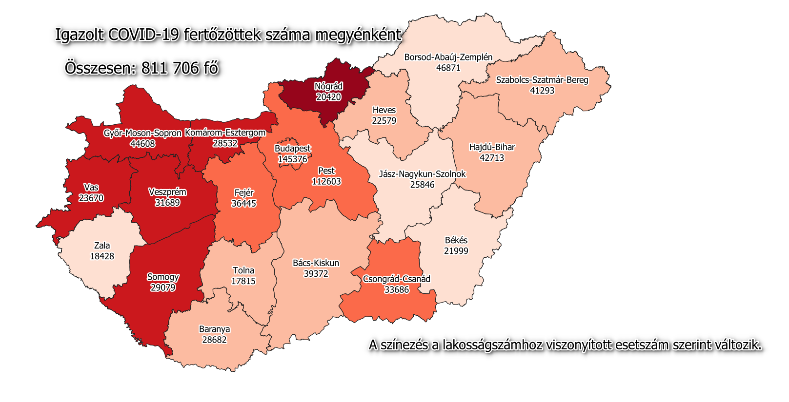 匈牙利冠狀病毒地圖