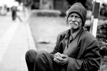 Old man homeless poor