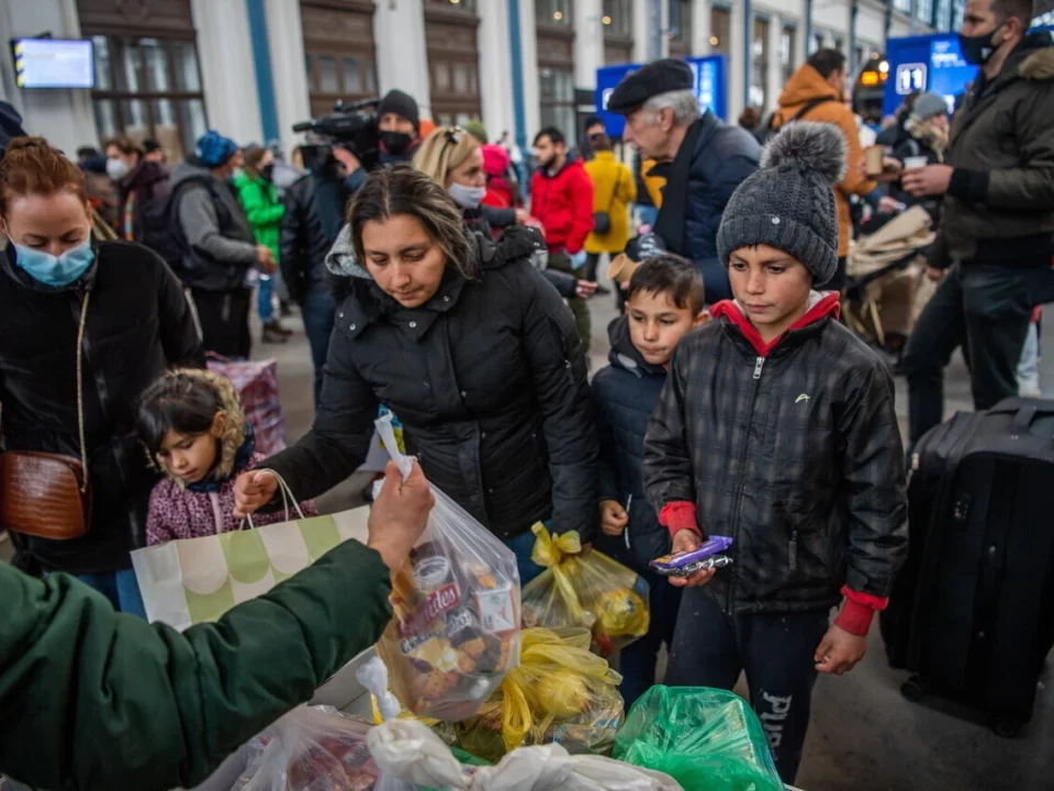 Ukrainian Refugees at Nyugati Railway Station in Budapest