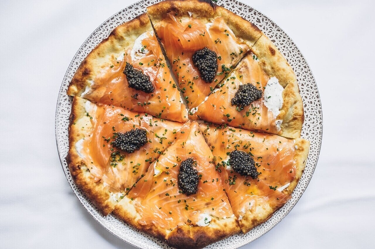 salmon pizza spago restaurant