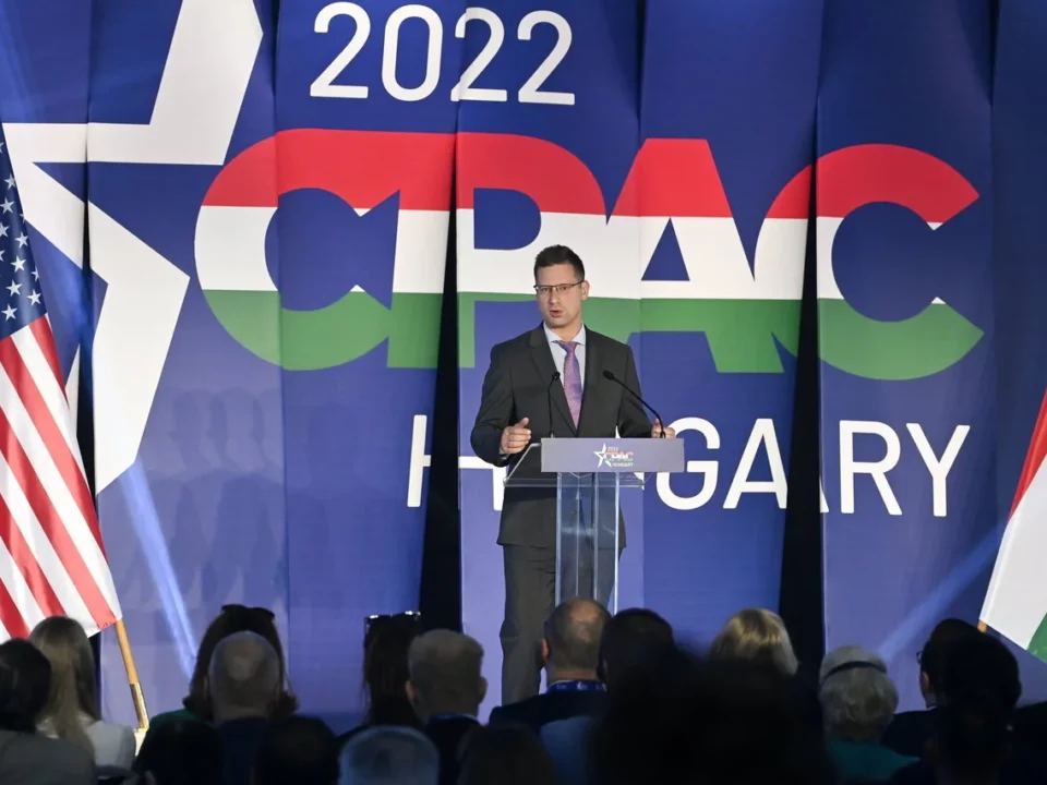 Gergely Gulyás PM chief of staff addressing CPAC in Budapest