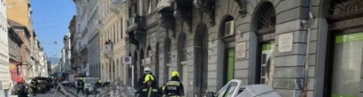 Several people injured when a facade wall collapsed in downtown Budapest - photos