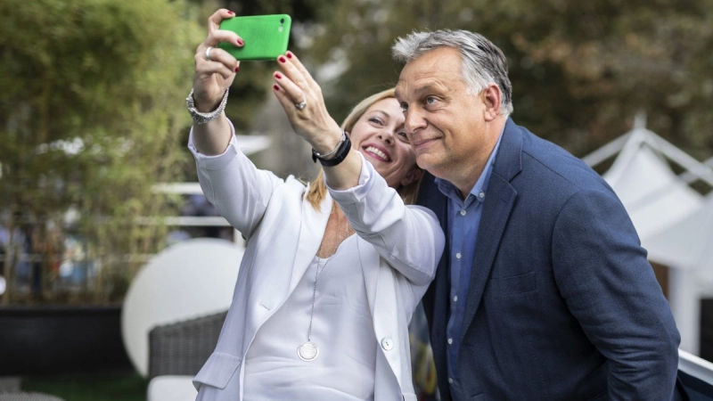 Orbán és Giorgia Meloni Olaszország Magyarország