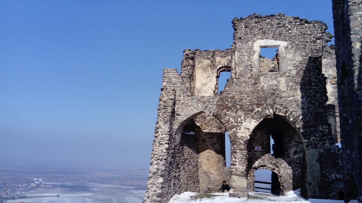 城堡废墟，Somló，冬天，目的地