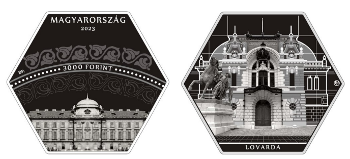Памятная монета Венгрии в форме прямоугольника.