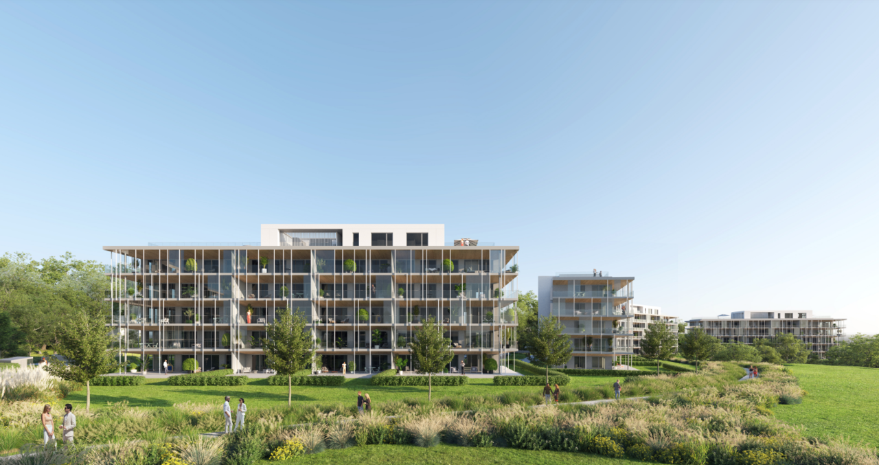 el proyecto de vivienda de seis pisos en la costa alta de Aliga en Balaton