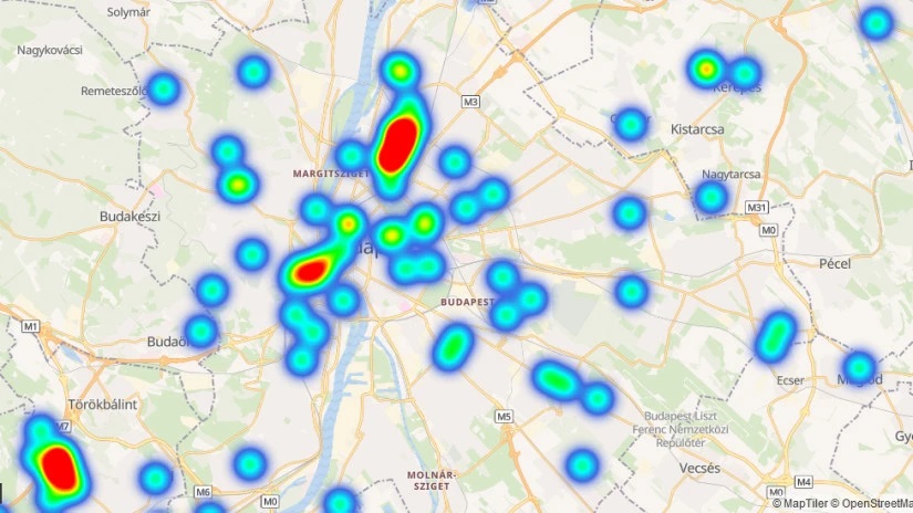Mappa dei furti con scasso a Budapest