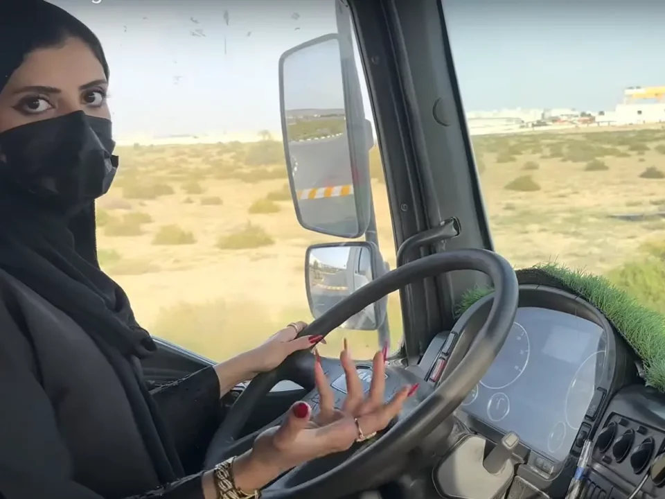 Indian women driving Hungarian truck