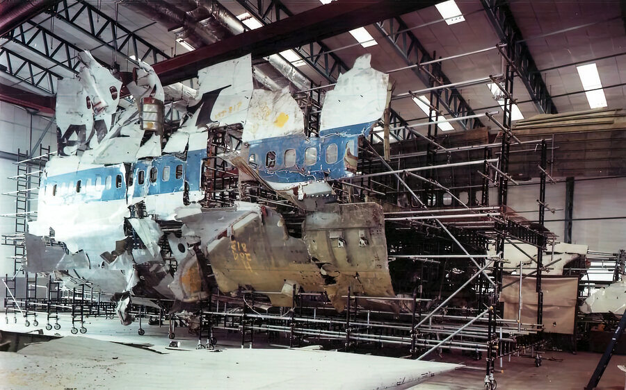 Ricostruzione del relitto del disastro aereo di Lockerbie